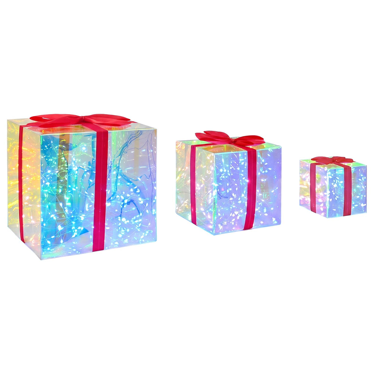 Prismatic Iridescent LED Gift Box 3 pcs Multicolour