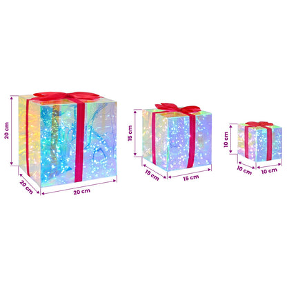Prismatic Iridescent LED Gift Box 3 pcs Multicolour