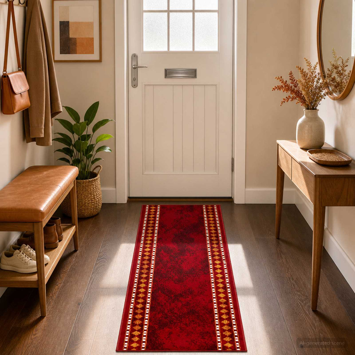 Runner Rug FLORNES Woven Red PP 7 mm