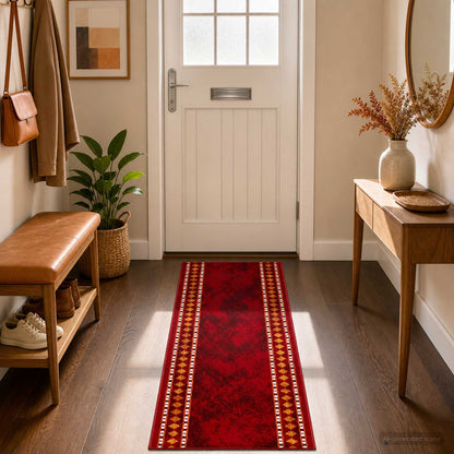 Runner Rug FLORNES Woven Red PP 7 mm