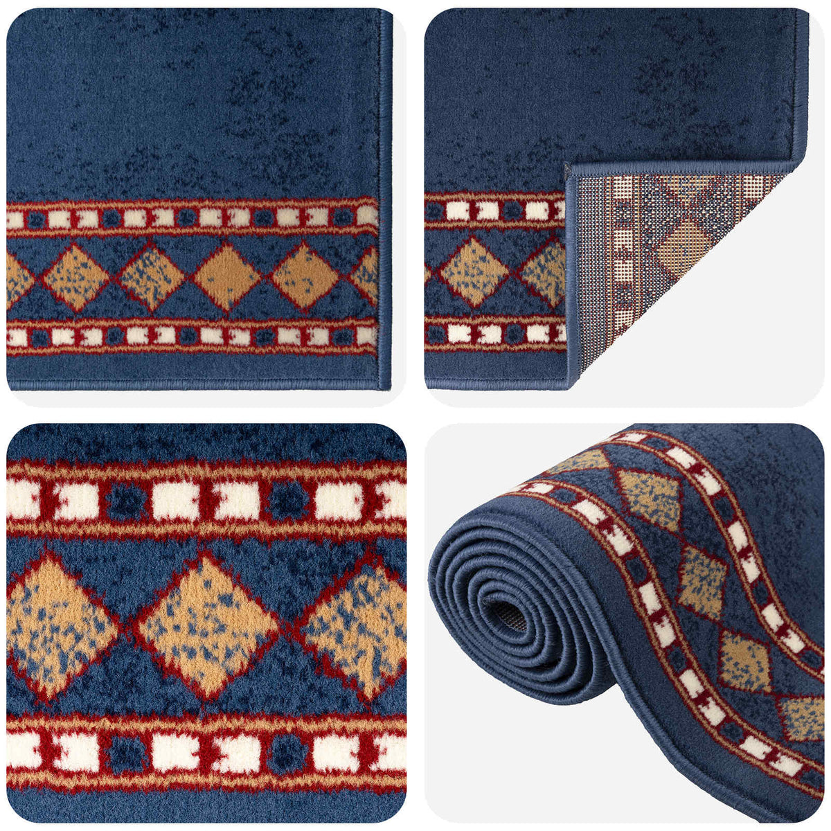 Runner Rug FLORNES Woven Blue PP 7 mm