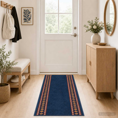 Runner Rug FLORNES Woven Blue PP 7 mm