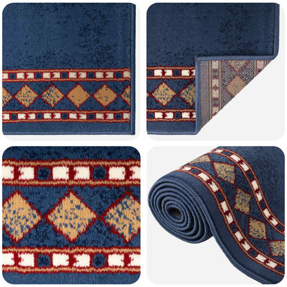 Runner Rug FLORNES Woven Blue PP 7 mm