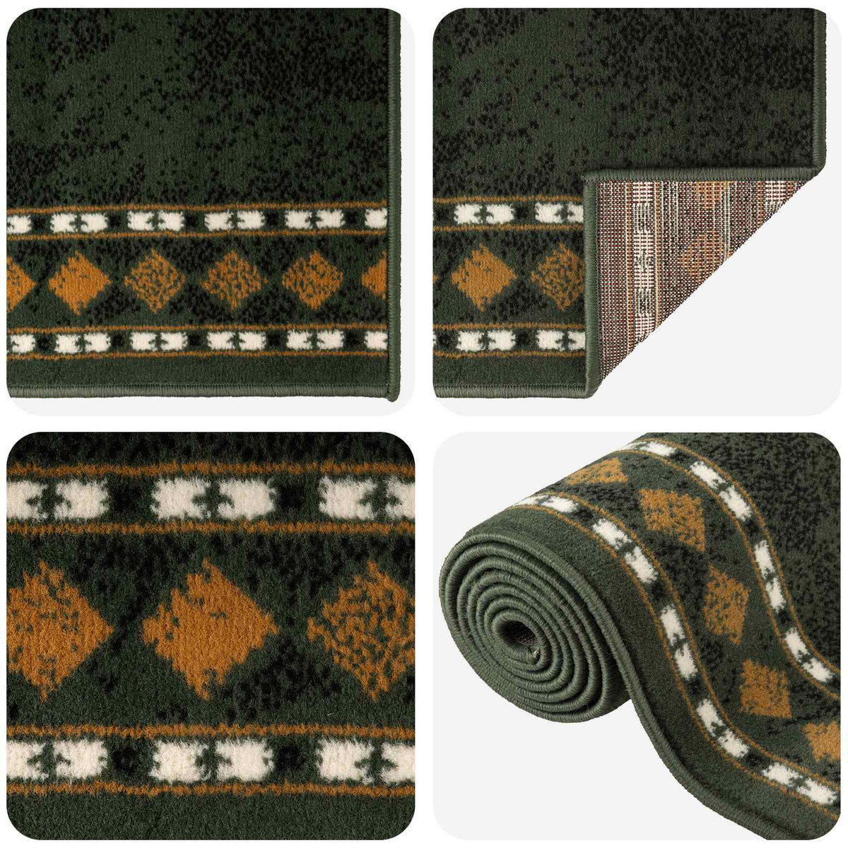 Runner Rug FLORNES Woven Green PP 7 mm