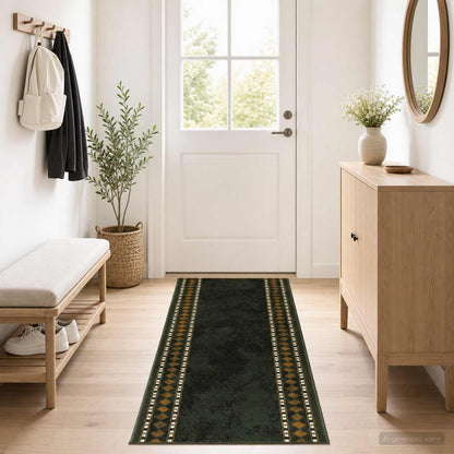 Runner Rug FLORNES Woven Green PP 7 mm