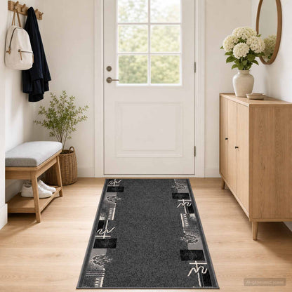 Runner Rug FLORNES Woven Grey PP 7 mm