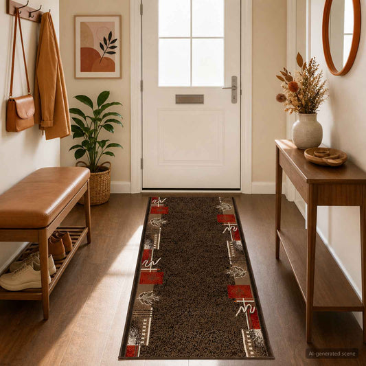 Runner Rug FLORNES Woven Brown PP 7 mm