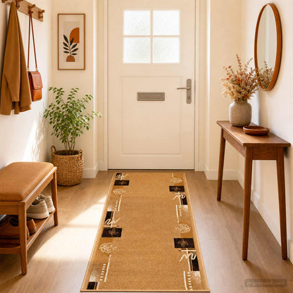 Runner Rug FLORNES Woven Beige PP 7 mm
