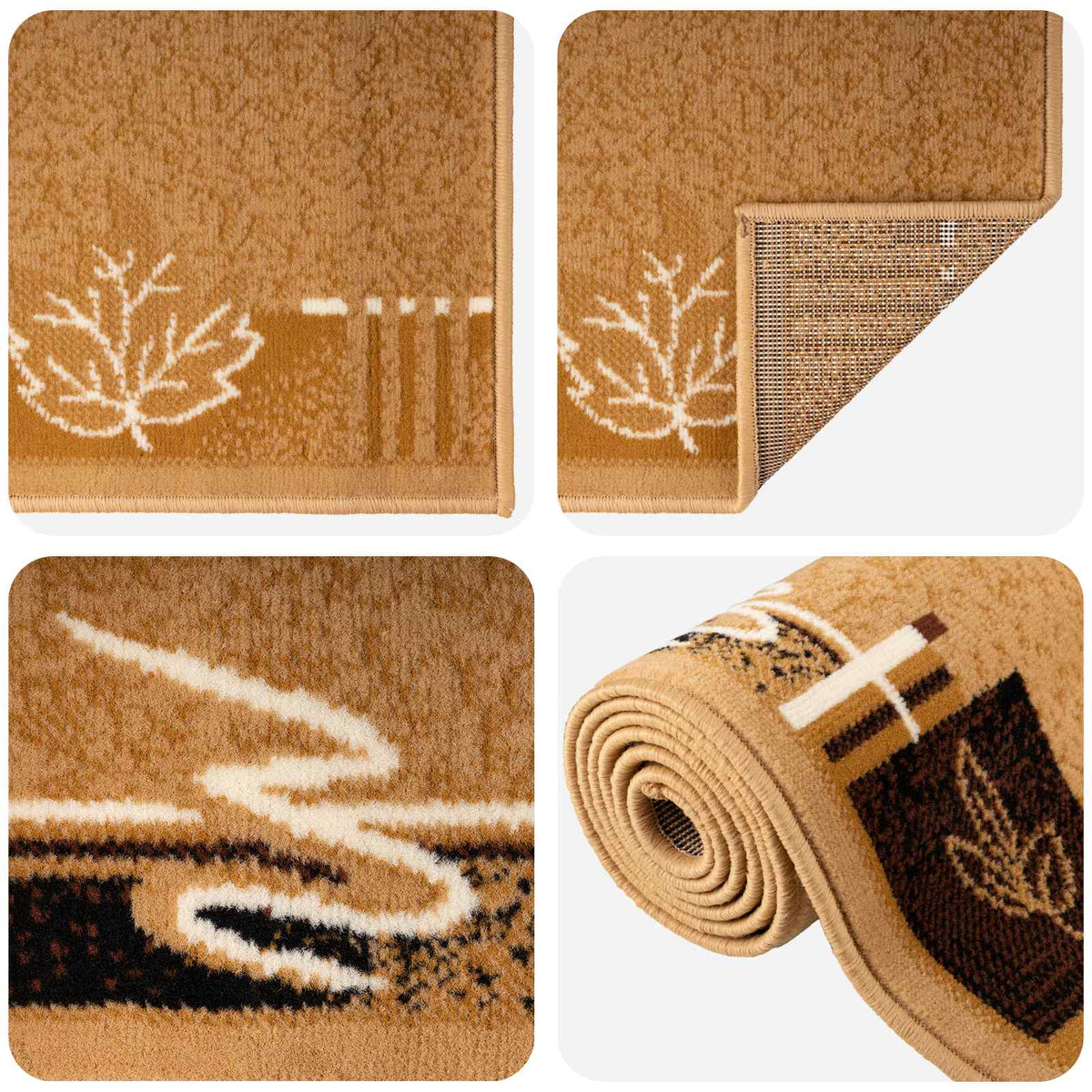 Runner Rug FLORNES Woven Beige PP 7 mm