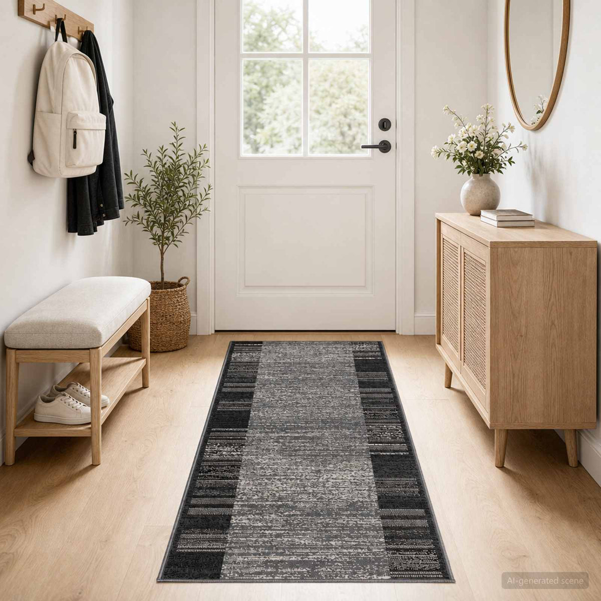 Runner Rug FLORNES Woven Grey PP 7 mm