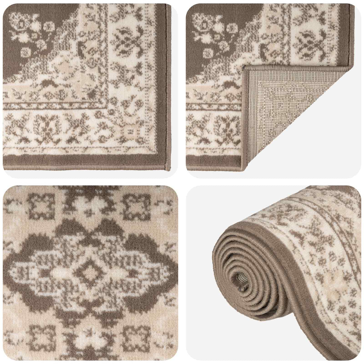 Runner Rug FLORNES Woven Taupe PP 7 mm