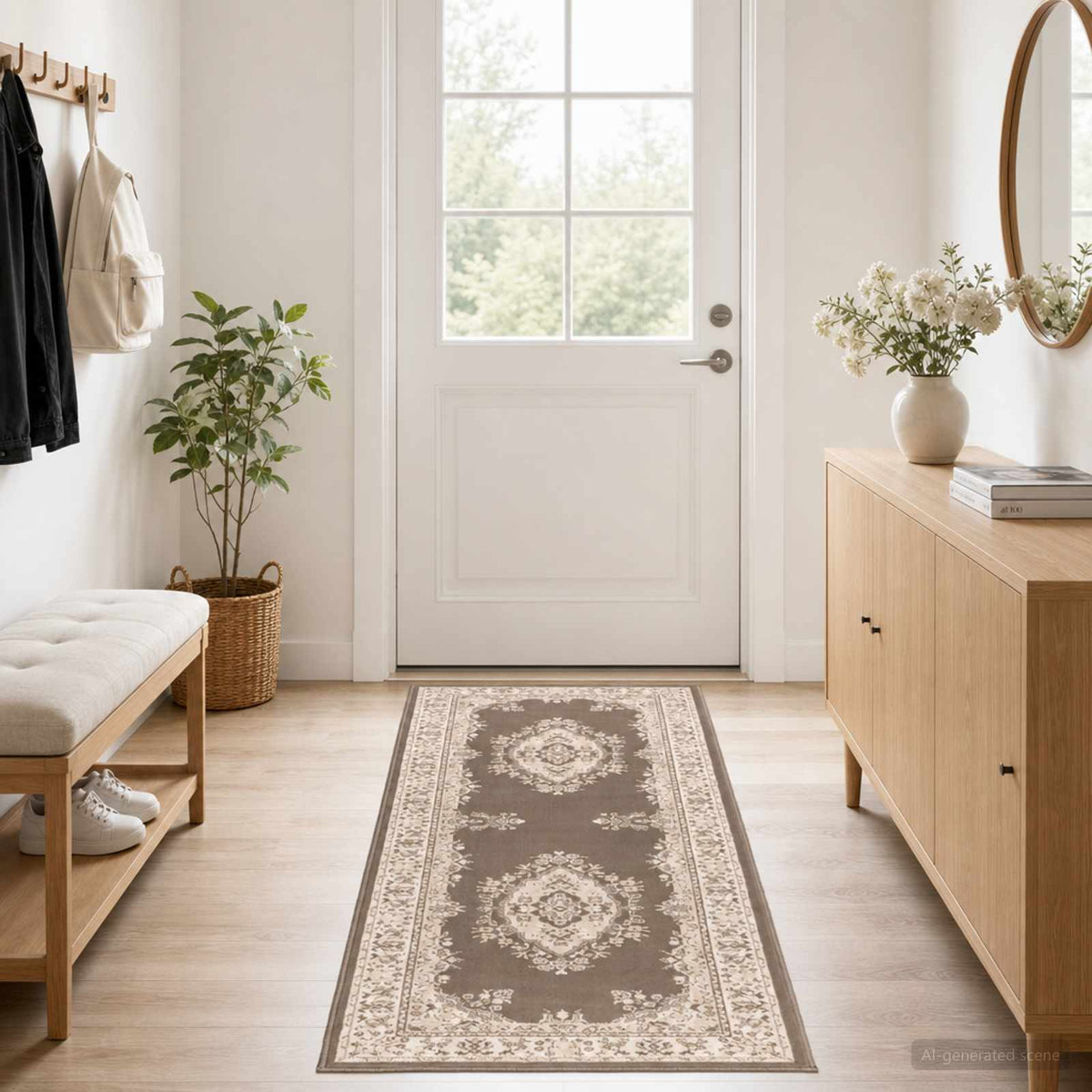 Runner Rug FLORNES Woven Taupe PP 7 mm