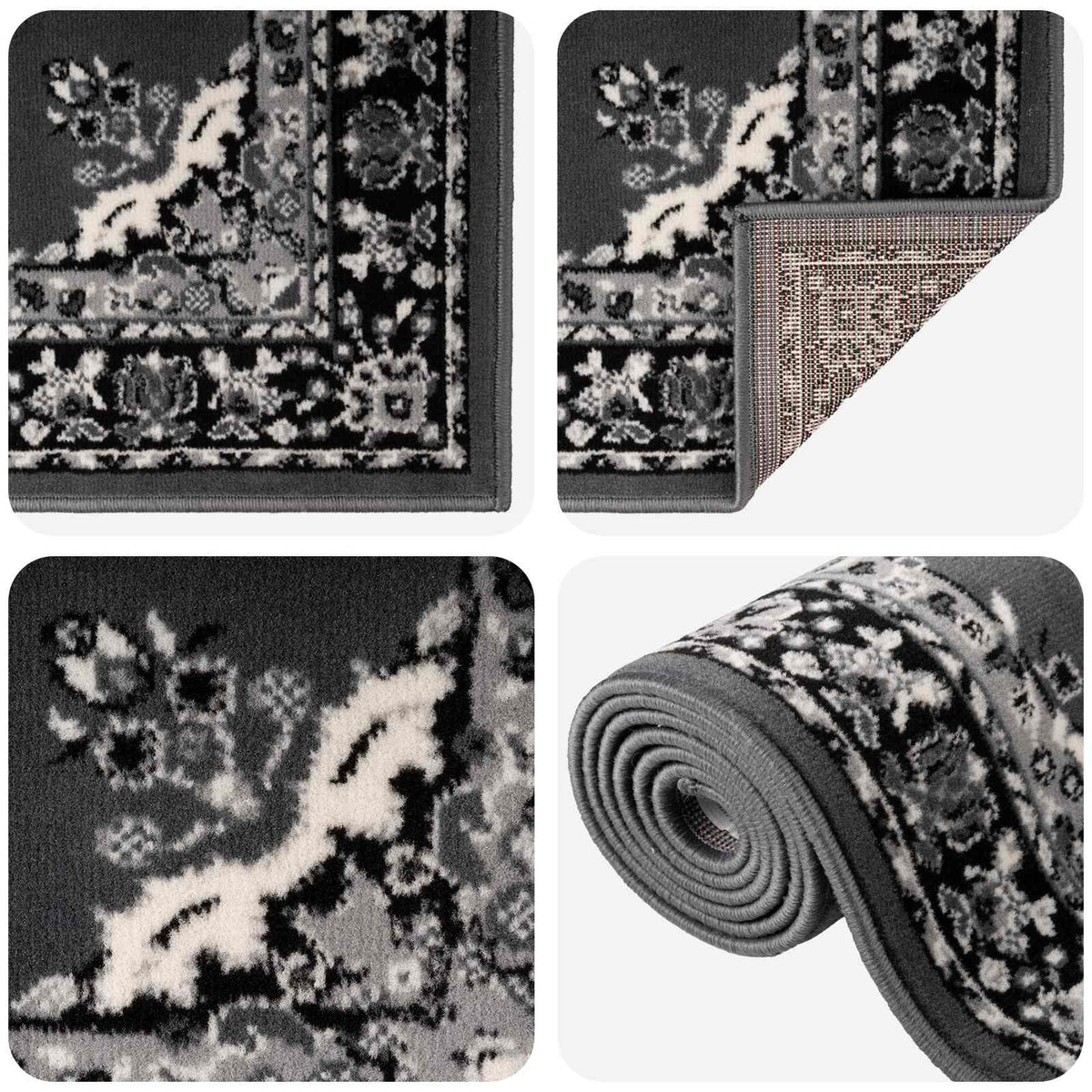 Runner Rug FLORNES Woven Grey Pattern 80 x 450 cm PP 7 mm