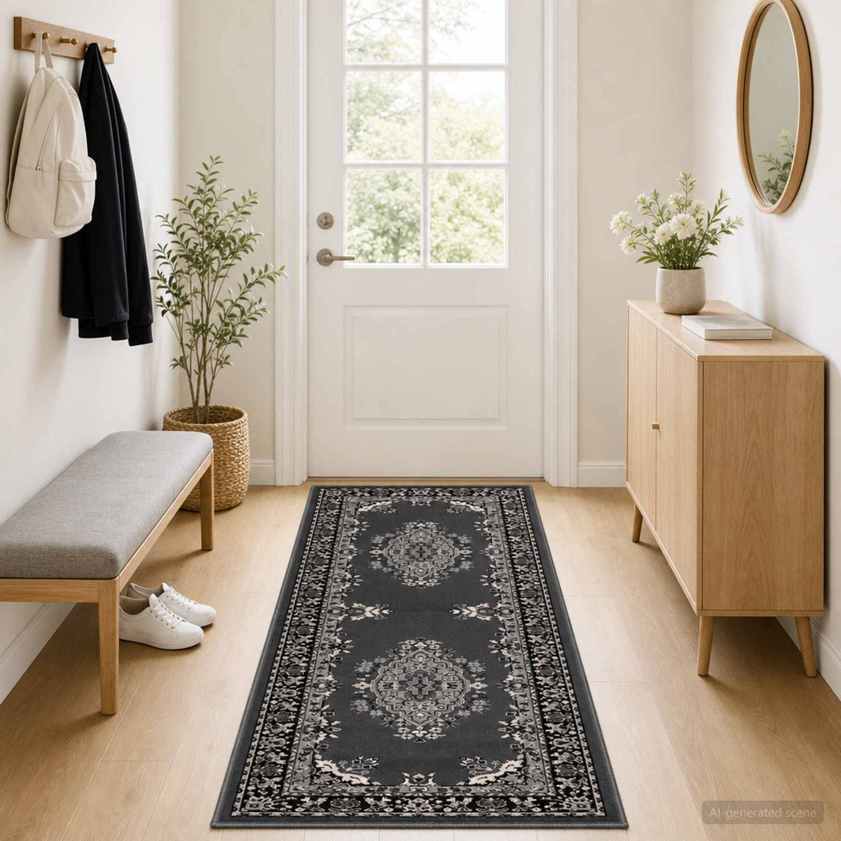 Runner Rug FLORNES Woven Grey PP 7 mm