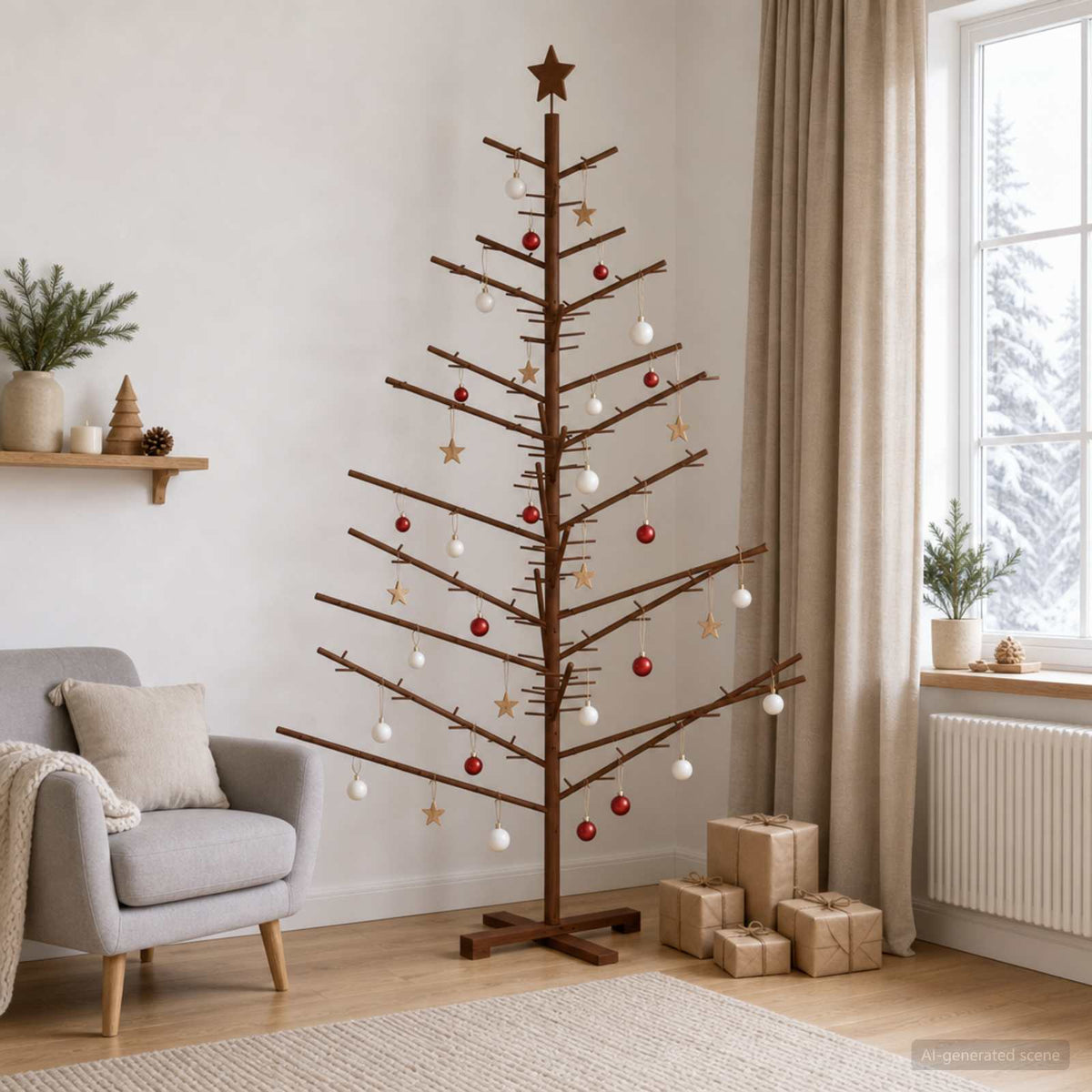 Wooden Christmas Tree 180 cm Bamboo and Solid Pine Wood