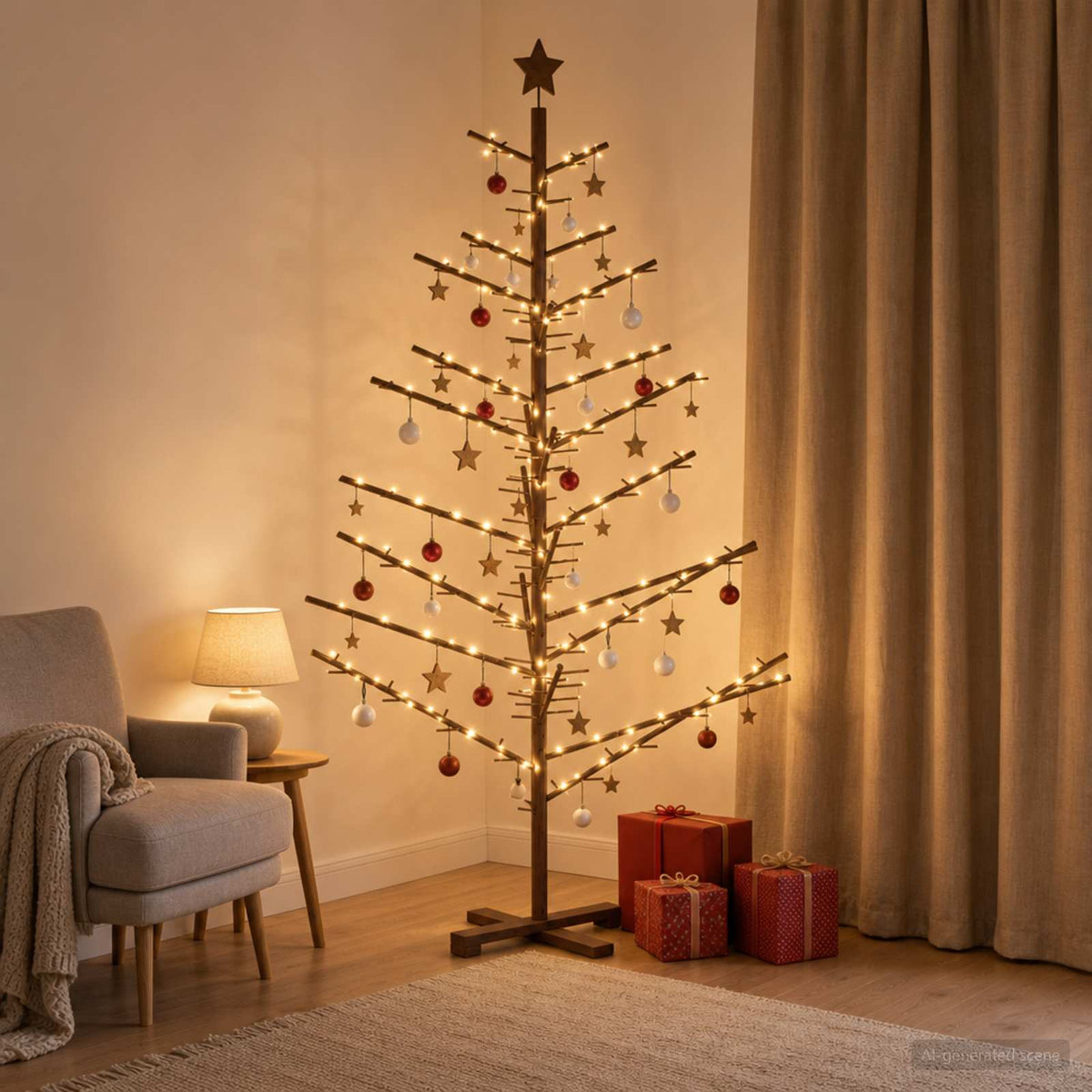 Wooden Christmas Tree 180 cm Bamboo and Solid Pine Wood