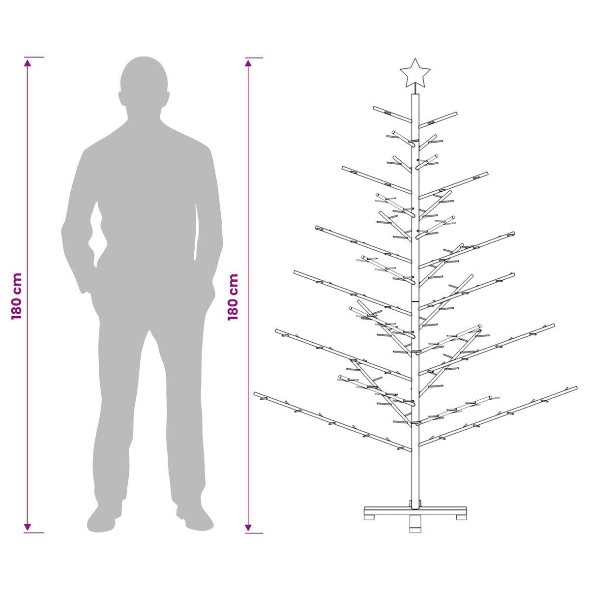 Wooden Christmas Tree 180 cm Bamboo and Solid Pine Wood