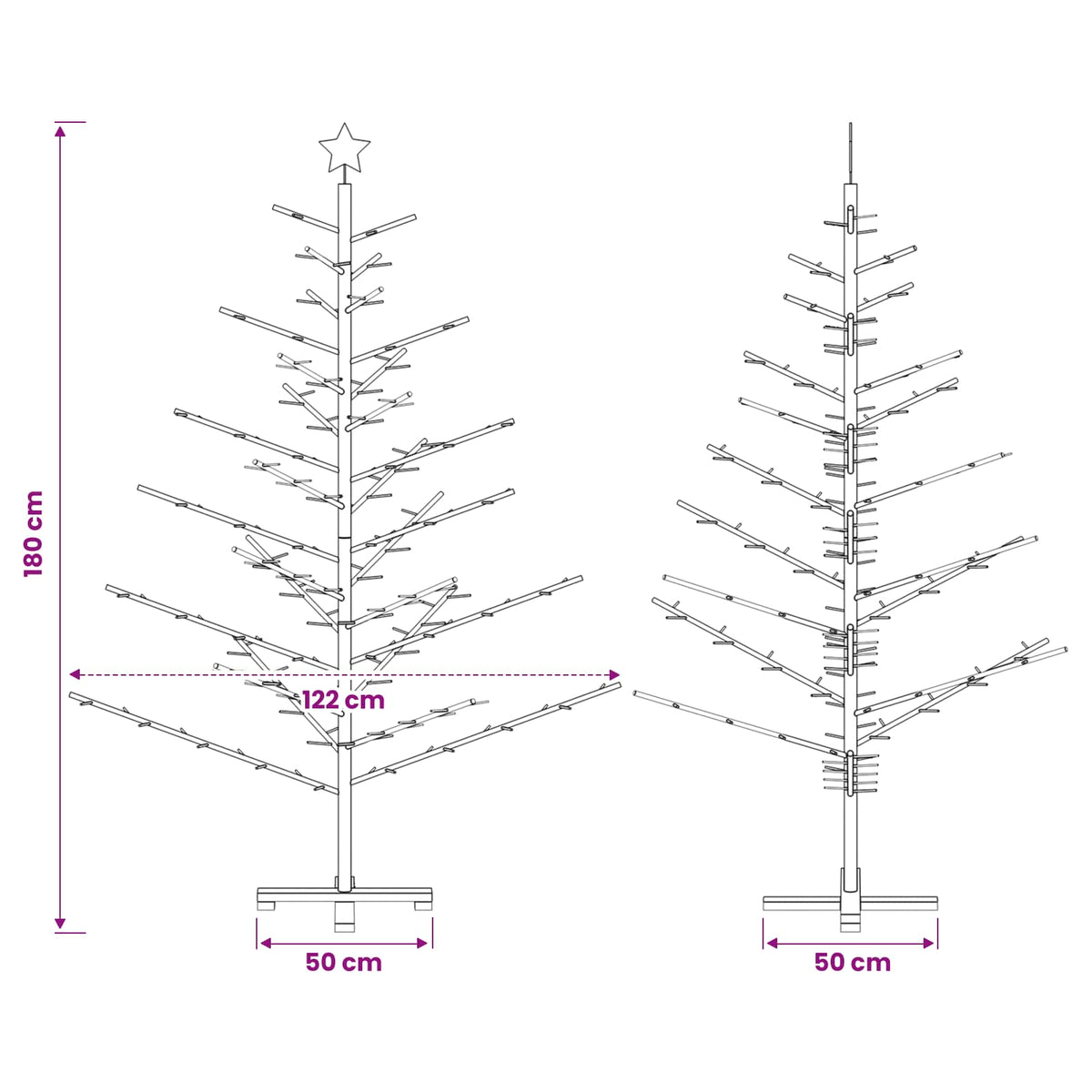 Wooden Christmas Tree 180 cm Bamboo and Solid Pine Wood