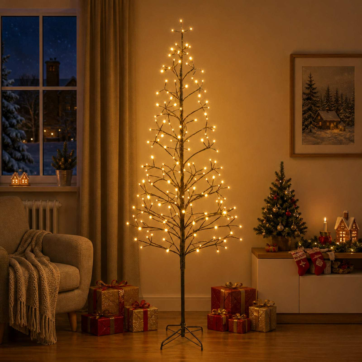 LED String Christmas Tree Black 240 cm Steel 268 LEDs