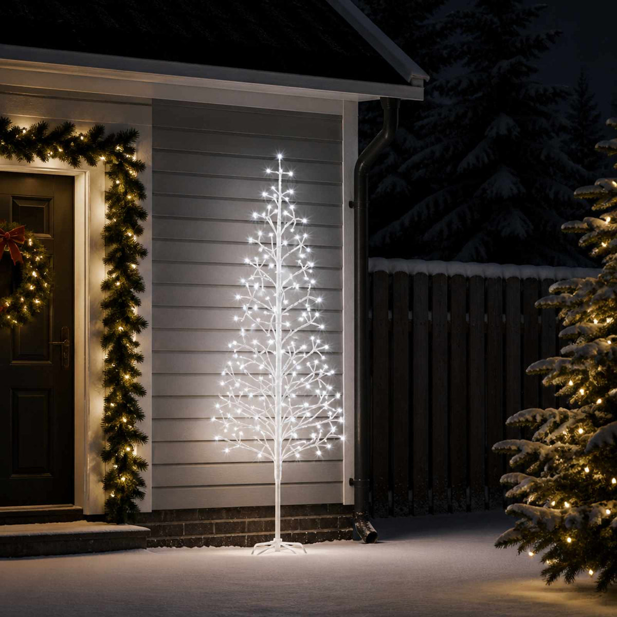 LED String Christmas Tree White 47 x 240 cm Steel 268 LEDs