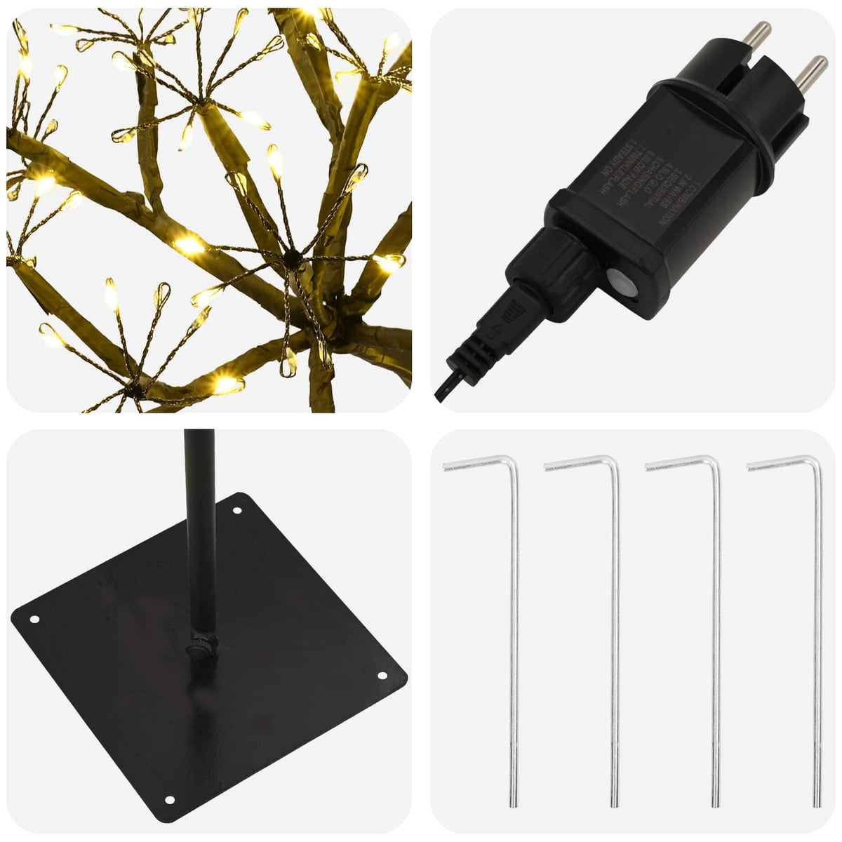 S-Shape LED Christmas Tree Black 20 x 20 x 175 cm Steel