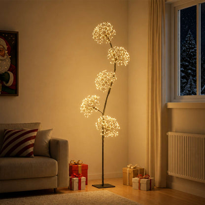 S-Shape LED Christmas Tree Black 20 x 20 x 175 cm Steel