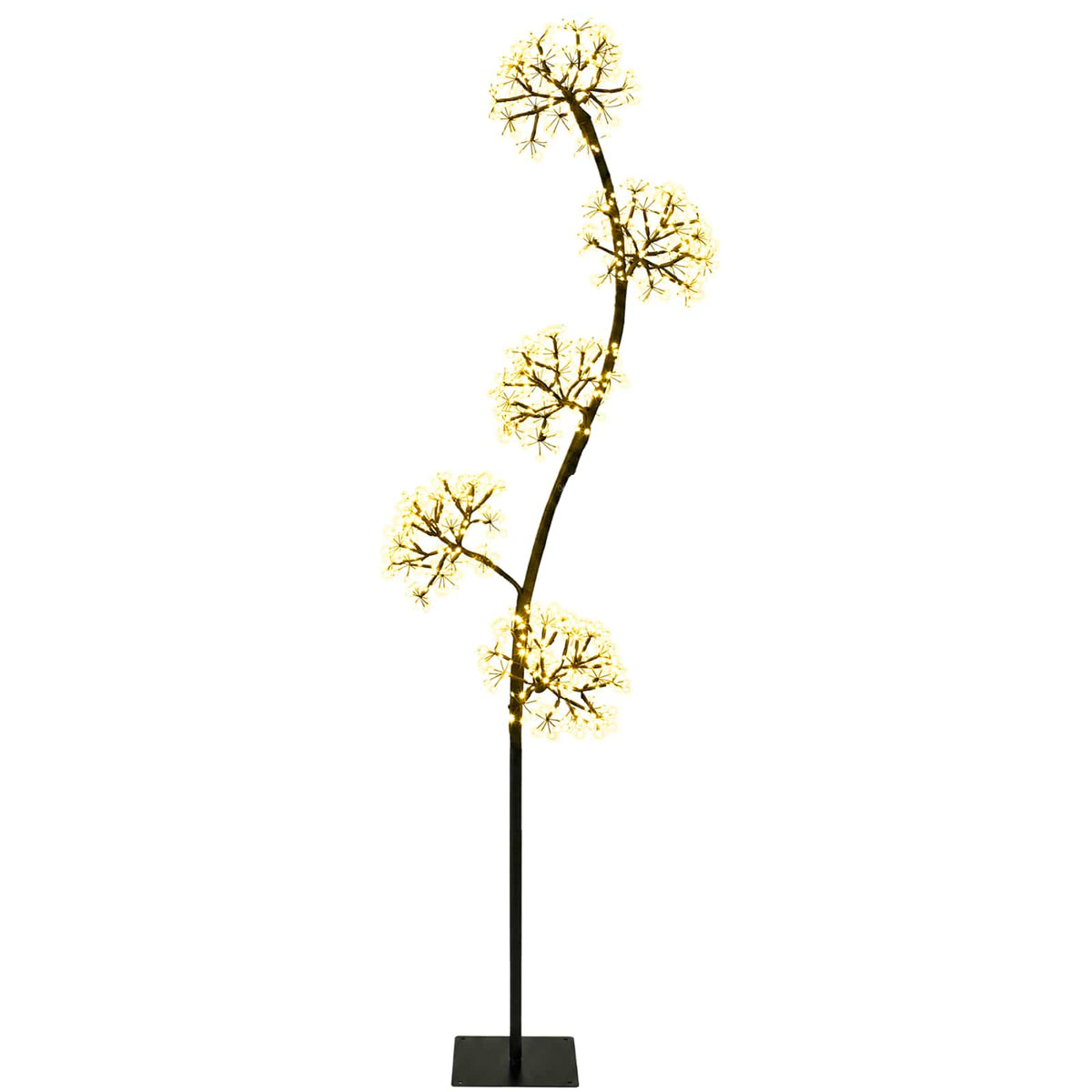 S-Shape LED Christmas Tree Black 20 x 20 x 175 cm Steel