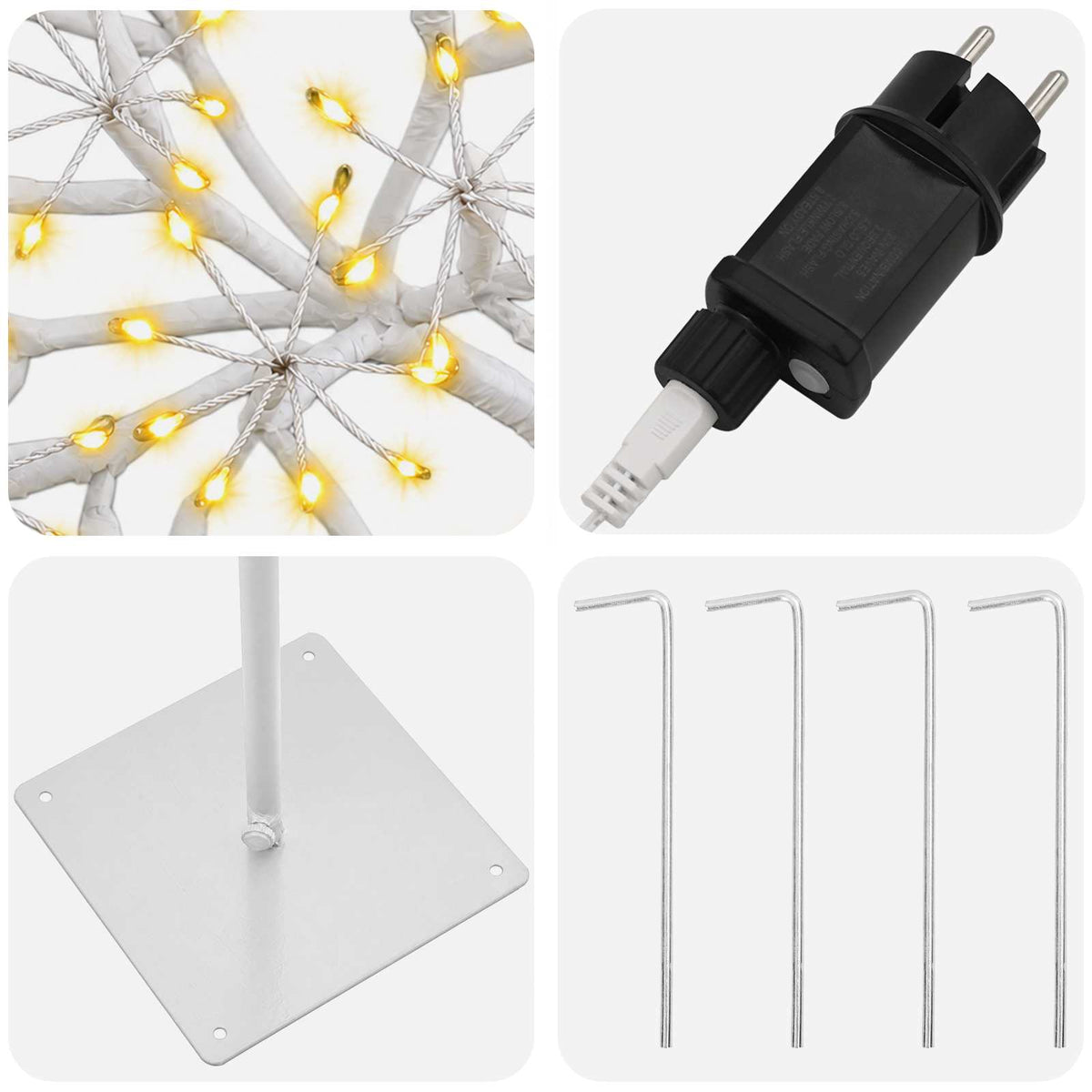 S-Shape LED Christmas Tree White 18 x 18 x 120 cm Steel