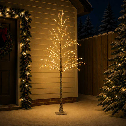 Snow-Covered LED Christmas Tree Brown 25 x 25 x 210 cm Plastic
