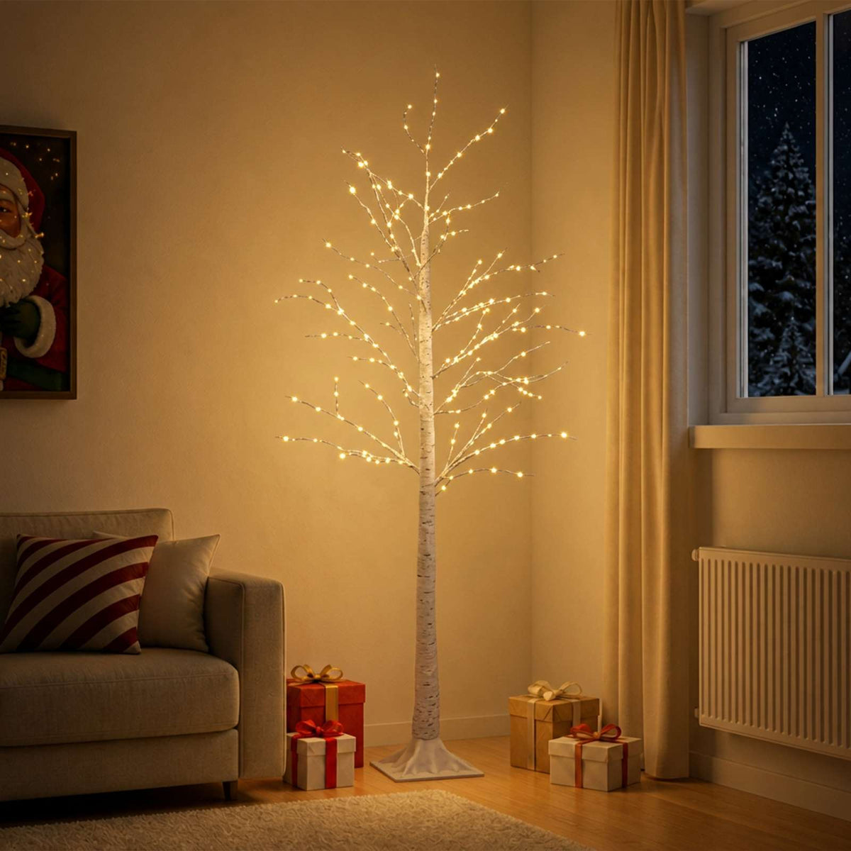 Birch Christmas Tree White 22 x 22 x 180 cm Plastic 319 LEDs