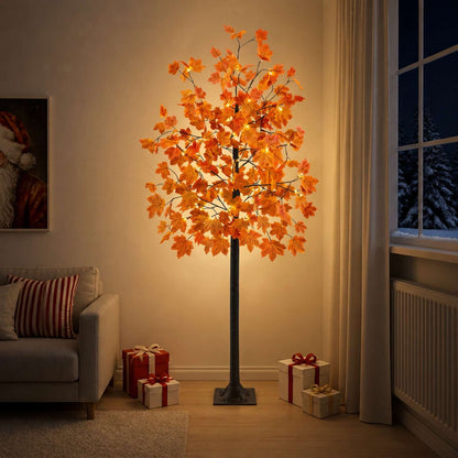 LED Maple Christmas Tree Brown 240 cm Plastic 192 LEDs
