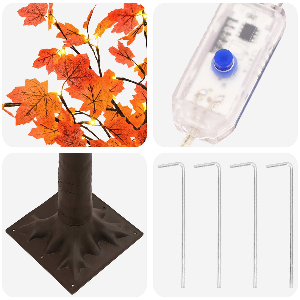 LED Maple Christmas Tree Brown 240 cm Plastic 192 LEDs
