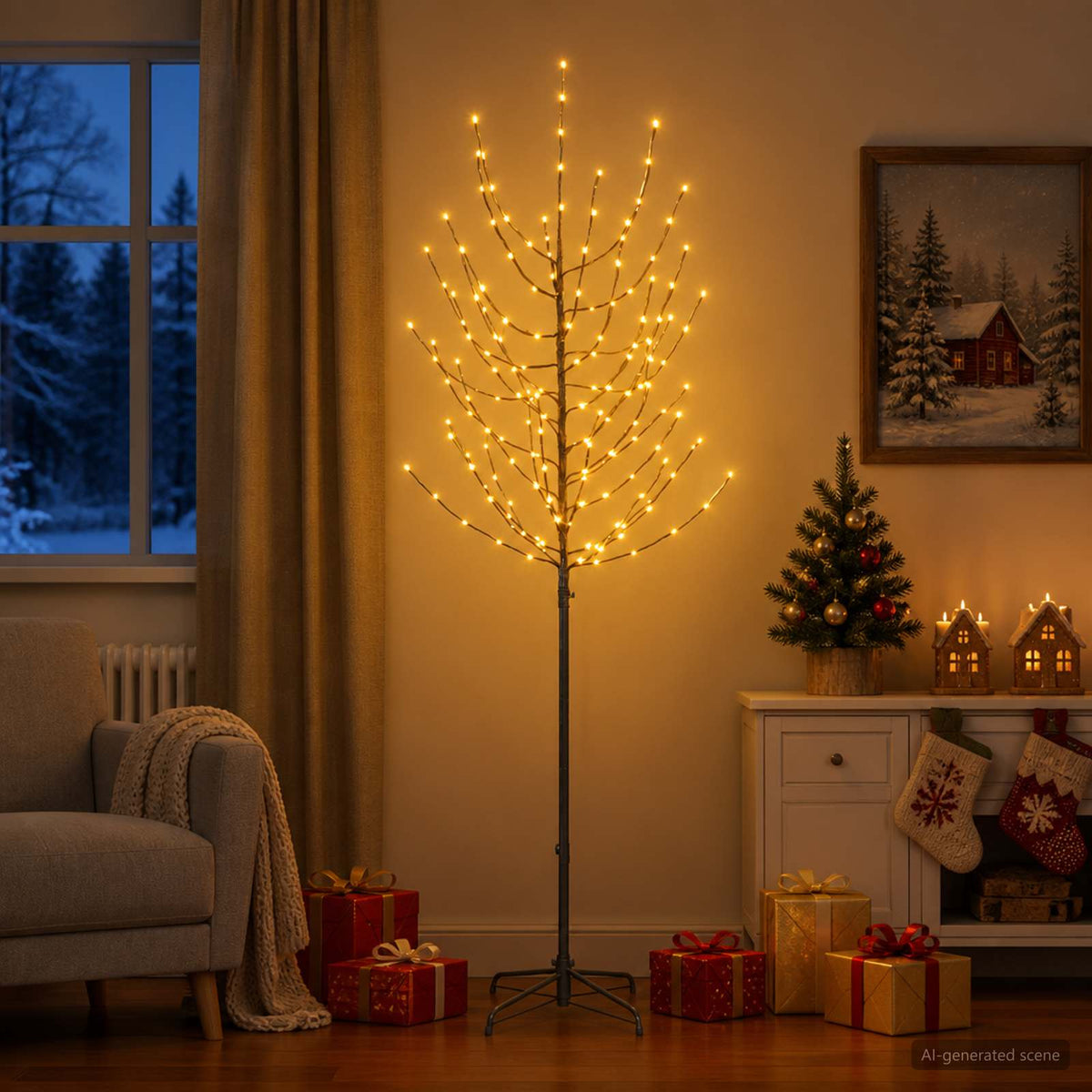 LED Christmas Tree Black 47 x 210 cm Steel 180 LEDs