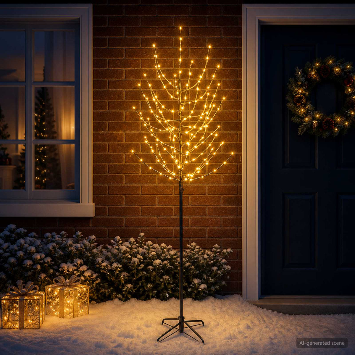 LED Christmas Tree Black 47 x 210 cm Steel 180 LEDs