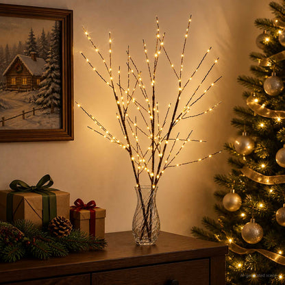 LED Copper Branch Christmas Decoration 3 pcs Brown 62 cm Steel