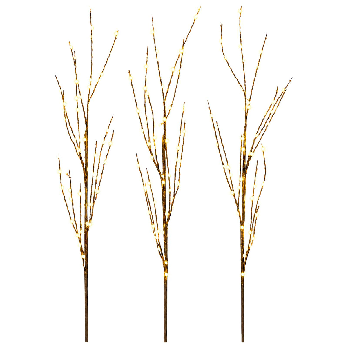 LED Copper Branch Christmas Decoration 3 pcs Brown 62 cm Steel