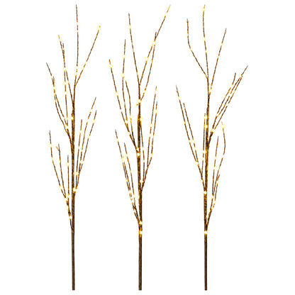 LED Copper Branch Christmas Decoration 3 pcs Brown 62 cm Steel