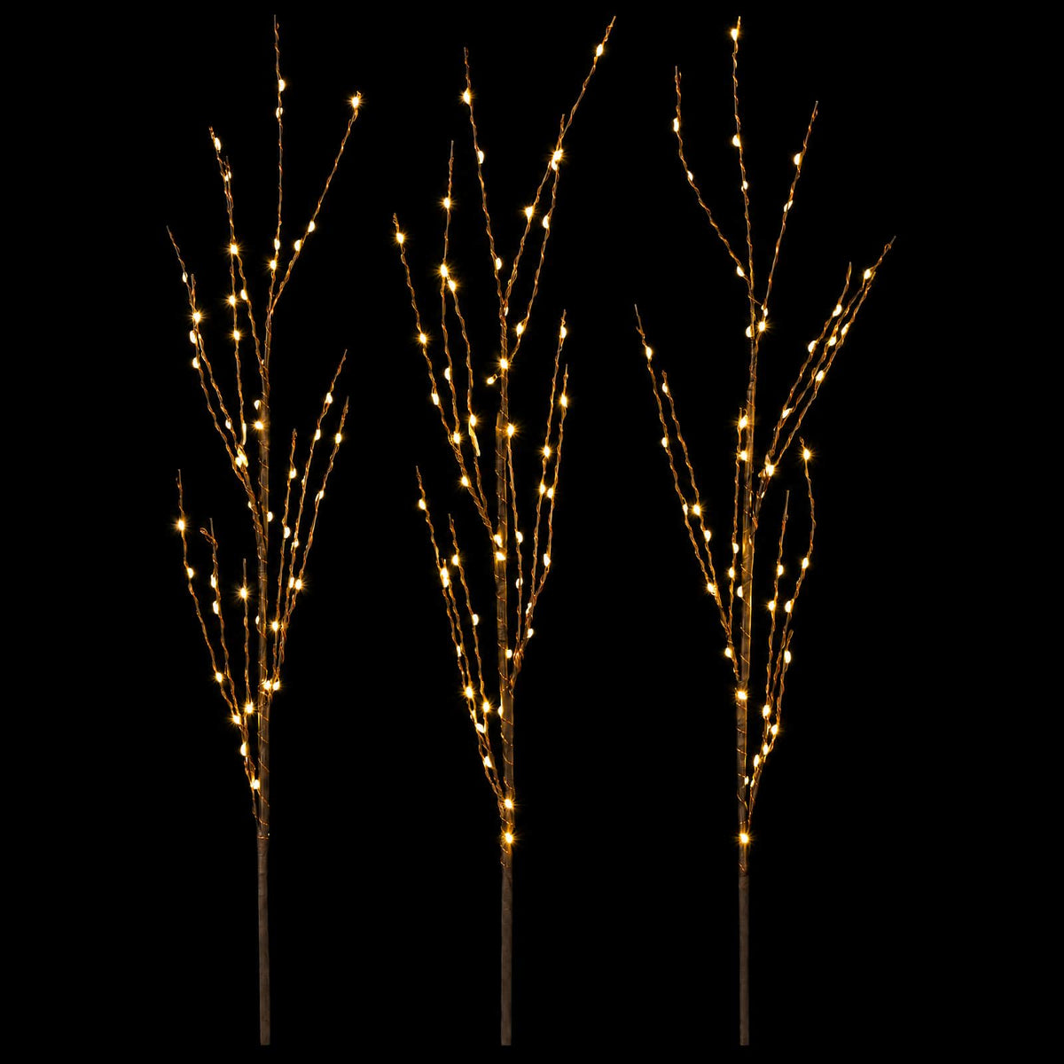 LED Copper Branch Christmas Decoration 3 pcs Brown 62 cm Steel