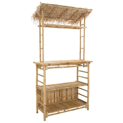Outdoor Bar Table and Stools 3 pcs Natural Bamboo