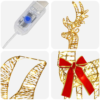 Christmas Reindeer with sleigh 5 pcs 240 LEDs Warm White