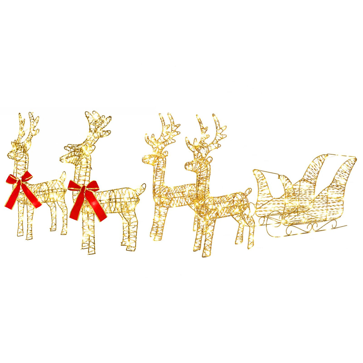 Christmas Reindeer with sleigh 5 pcs 240 LEDs Warm White