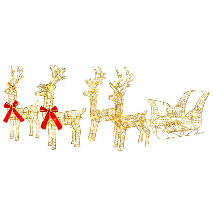 Christmas Reindeer with sleigh 5 pcs 240 LEDs Warm White