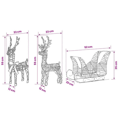 Christmas Reindeer with sleigh 5 pcs 240 LEDs Warm White