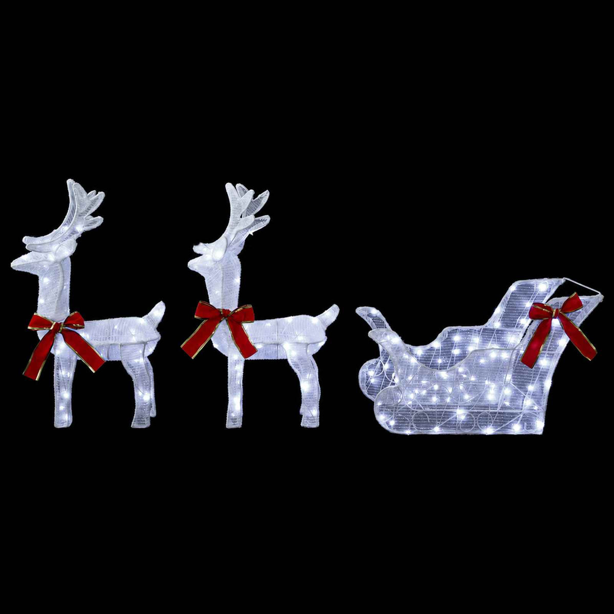 Christmas Reindeer with sleigh 5 pcs 240 LEDs Cold White
