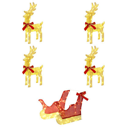 Christmas Reindeer with sleigh 5 pcs 240 LEDs Warm White