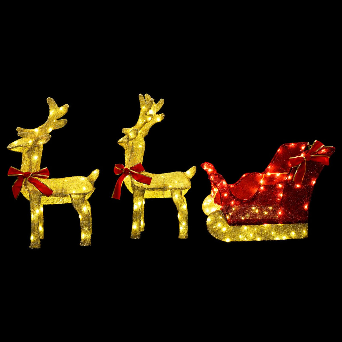 Christmas Reindeer with sleigh 5 pcs 240 LEDs Warm White