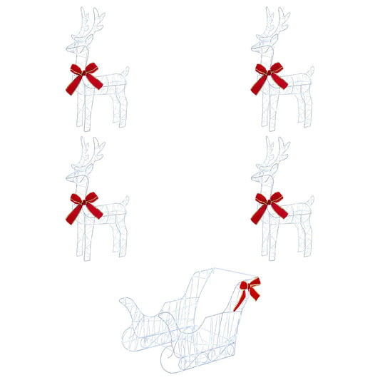 Christmas Reindeer with sleigh 5 pcs 580 LEDs Cold White