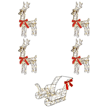 Christmas Reindeer with sleigh 5 pcs 580 LEDs Warm White