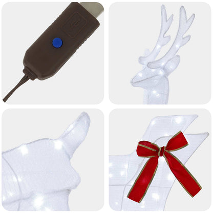Christmas Reindeer with sleigh 7 pcs 320 LEDs Cold White