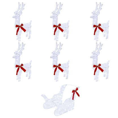 Christmas Reindeer with sleigh 7 pcs 320 LEDs Cold White